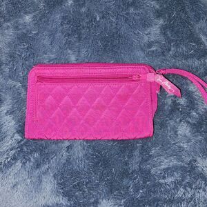 VERA BRADLEY Wristlet Wallet Bright Pink Fabric EUC